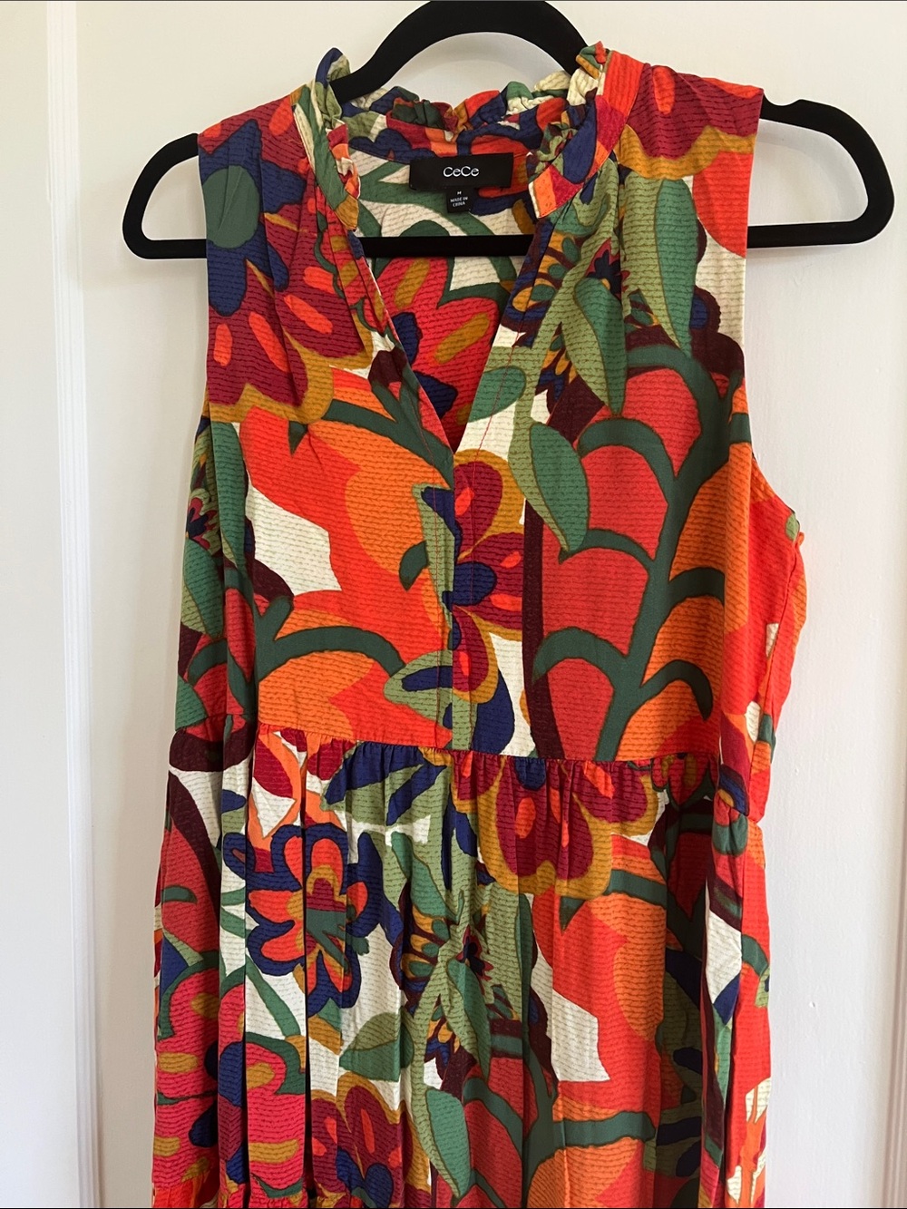 Colorful Floral Maxi Dress - Bold Orange & Multi - Picture 2 of 4